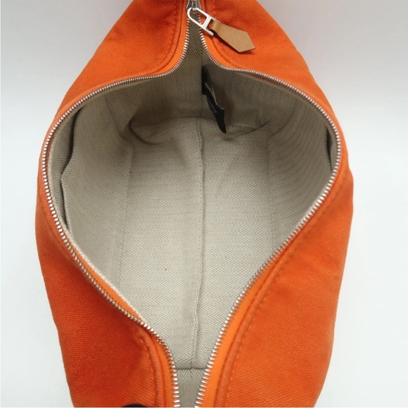 Hermes Orange Canvas Pouch with Red Embroidery - Picture 12 of 13